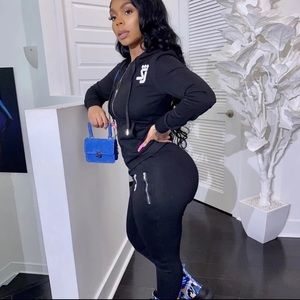 “SJ” Black Sweat Suit Set